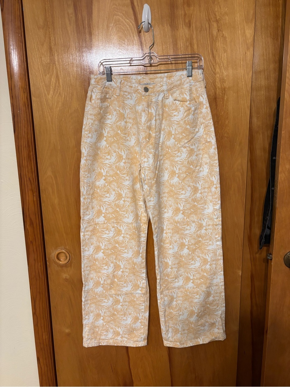 Polagram Tropical Print Wide Leg Pants Yellow White Large